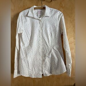 Brooks Brothers White Shirt with Red and Blue Floral Pattern